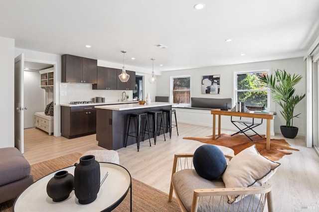 60 Corte De Sabla, Greenbrae, CA 94904 - living area featuring light wood-type flooring, recessed lighting, and an office area
