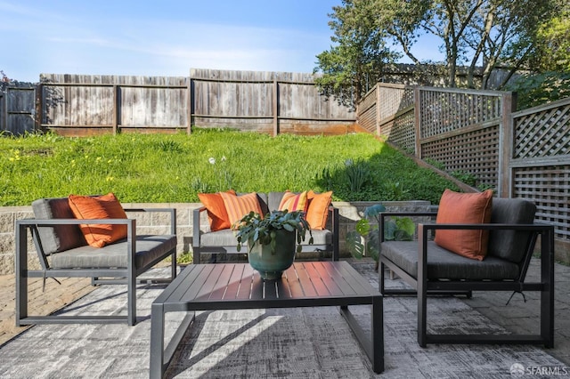 view of patio / terrace featuring an outdoor hangout area