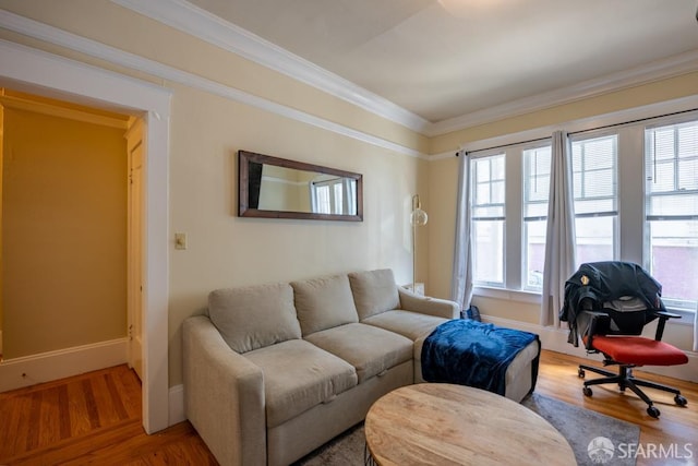1380 Washington St, San Francisco, CA 94109 - living area with wood finished floors, crown molding, and baseboards
