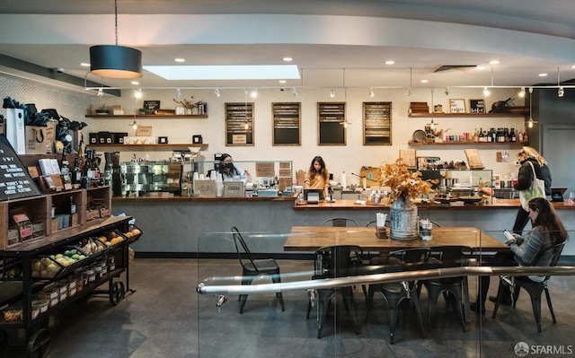 bar with pendant lighting