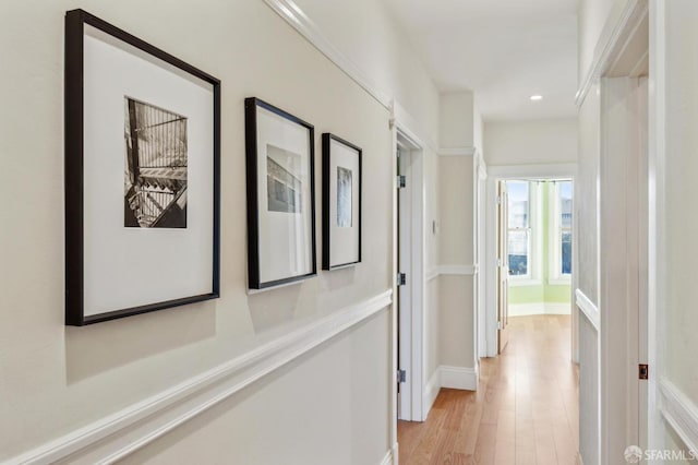 hall featuring light wood-type flooring