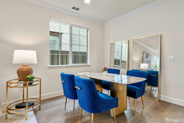 382 Crestview Cir, Daly City, CA 94015 - dining space with ornamental molding and wood finished floors
