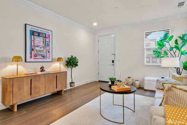 382 Crestview Cir, Daly City, CA 94015 - living area with wood finished floors, crown molding, and recessed lighting