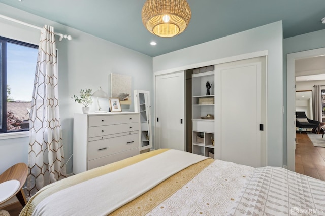 2031 Buena Vista Dr, Pinole, CA 94564 - bedroom featuring a closet, wood finished floors, and recessed lighting