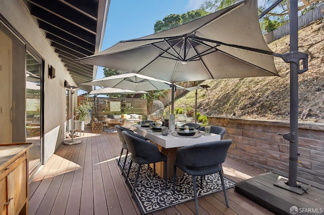 2031 Buena Vista Dr, Pinole, CA 94564 - wooden terrace with outdoor dining area