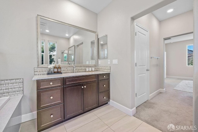 192 Montevina Way, Hayward, CA 94545 - full bath featuring baseboards, vanity, tile patterned flooring, and recessed lighting