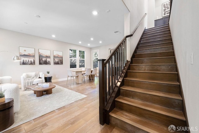 192 Montevina Way, Hayward, CA 94545 - staircase with wood finished floors, recessed lighting, and baseboards