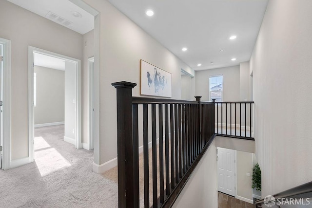 192 Montevina Way, Hayward, CA 94545 - hall with an upstairs landing, baseboards, recessed lighting, and carpet