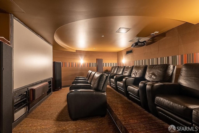 view of carpeted home theater room