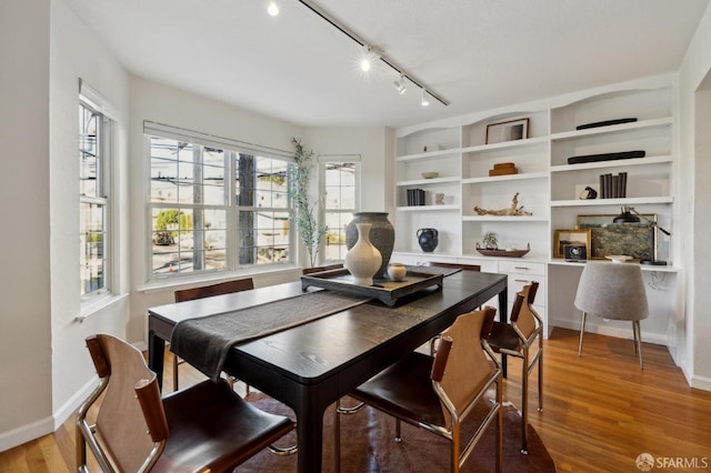 dining space with light hardwood / wood-style floors and a wealth of natural light