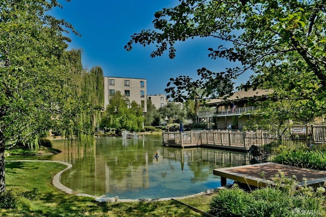 view of community featuring a water view