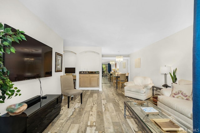 living room featuring light hardwood / wood-style flooring