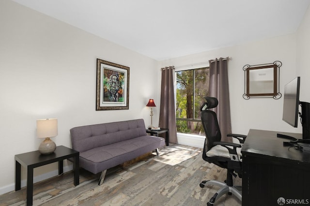 office space featuring hardwood / wood-style floors