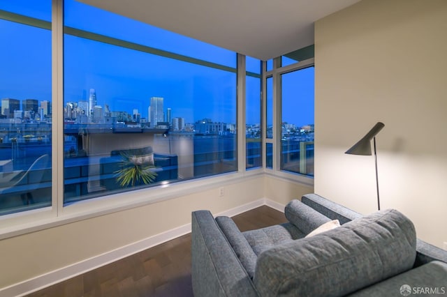 sitting room featuring hardwood / wood-style floors