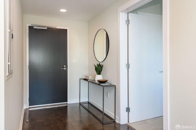 interior space featuring dark wood-type flooring