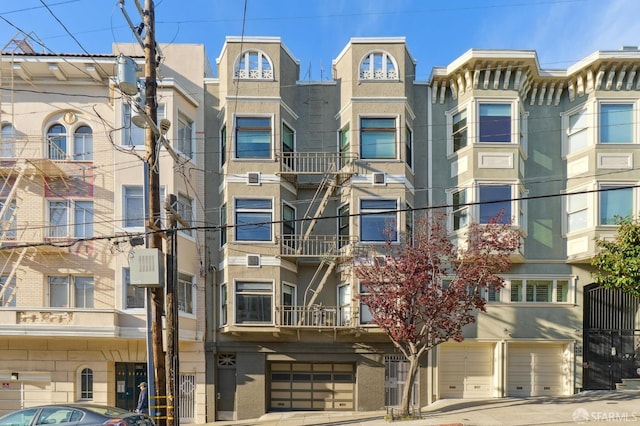 view of building exterior with a garage