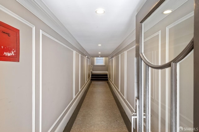 corridor with recessed lighting