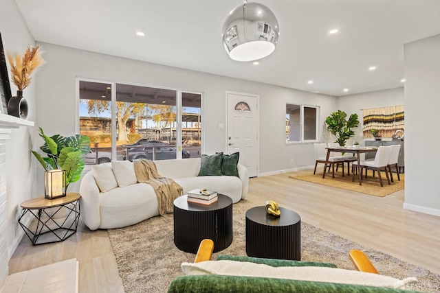 living room with hardwood / wood-style flooring