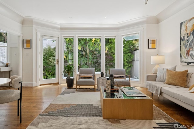 1205 Oak St Unit 2, San Francisco, CA 94117 - living room featuring wood finished floors and ornamental molding
