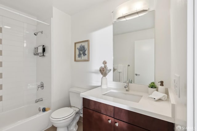 full bathroom with shower / bath combination, vanity, and toilet