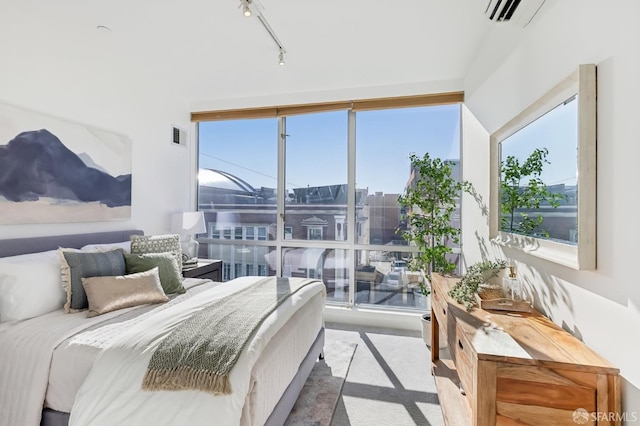 bedroom with track lighting