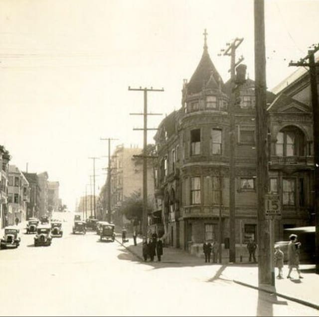 view of snow covered building