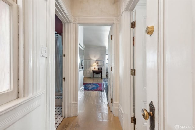 hall featuring light wood-style floors