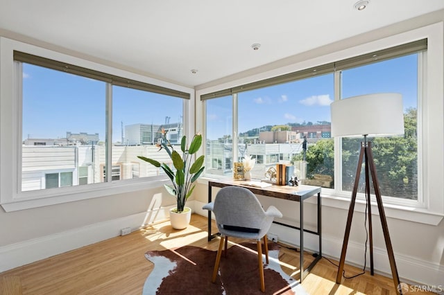 office space featuring hardwood / wood-style floors and a wealth of natural light