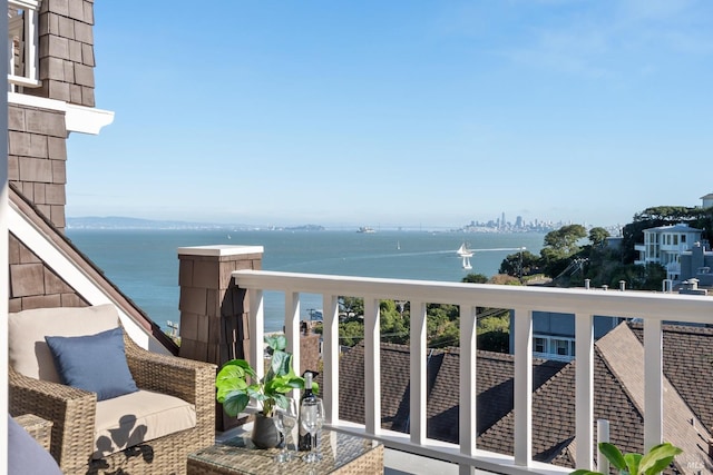 balcony with a water view