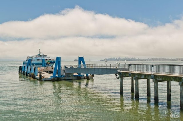 view of dock featuring a water view