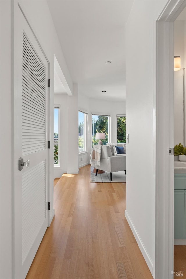 hall featuring light hardwood / wood-style floors