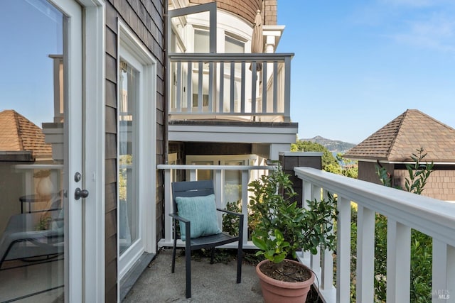 balcony with a mountain view