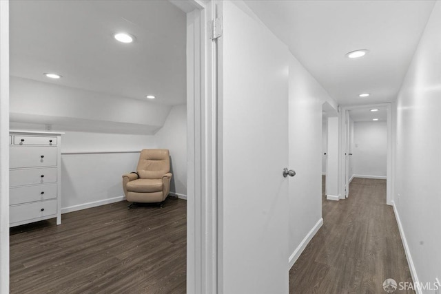 hall featuring dark hardwood / wood-style flooring