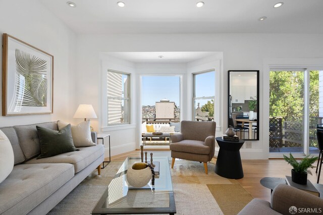 1141 Church St, San Francisco, CA 94114 - living area with healthy amount of natural light, light wood-style floors, recessed lighting, and baseboards