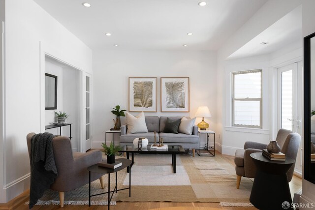 1141 Church St, San Francisco, CA 94114 - living area with recessed lighting, baseboards, and light wood-type flooring