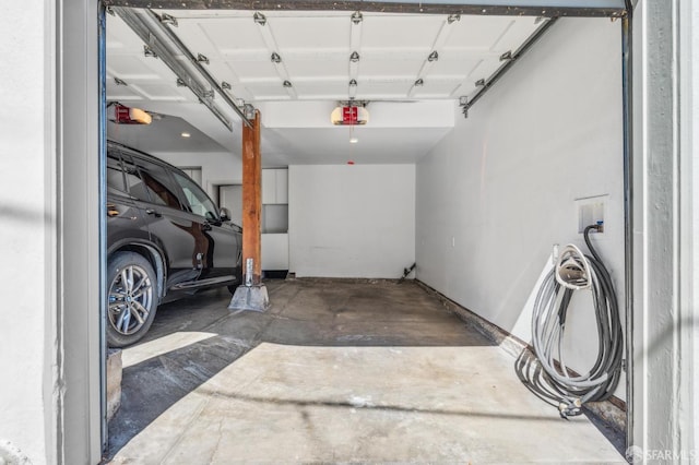 garage with a garage door opener