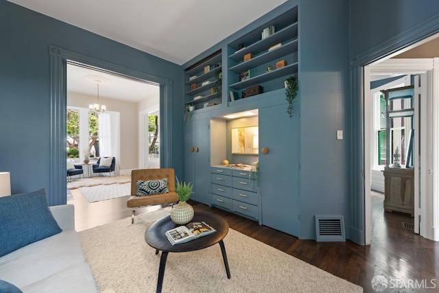 2013-2015 Golden Gate Ave, San Francisco, CA 94115 - sitting room featuring dark wood-style floors and a chandelier