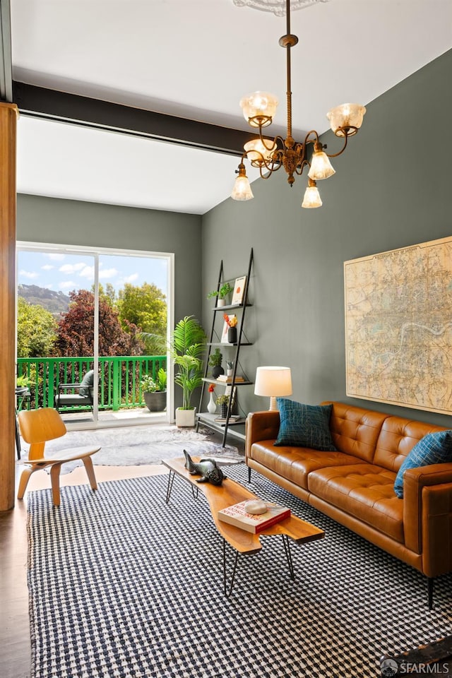 2013-2015 Golden Gate Ave, San Francisco, CA 94115 - living area featuring a chandelier and wood finished floors