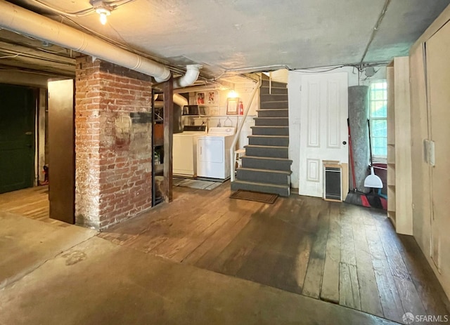 2013-2015 Golden Gate Ave, San Francisco, CA 94115 - basement with washing machine and dryer, wood-type flooring, and stairs