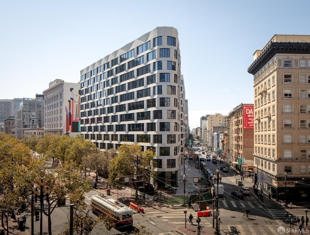 view of building exterior with a view of city