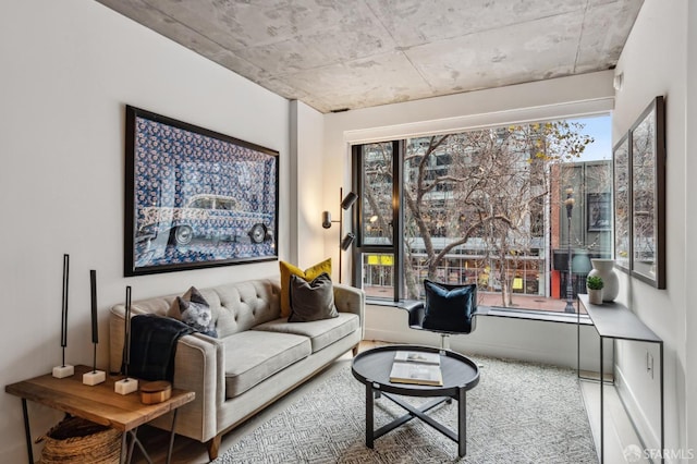 living room featuring a wealth of natural light