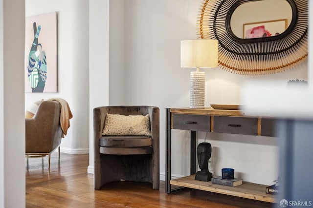 living area featuring dark hardwood / wood-style flooring