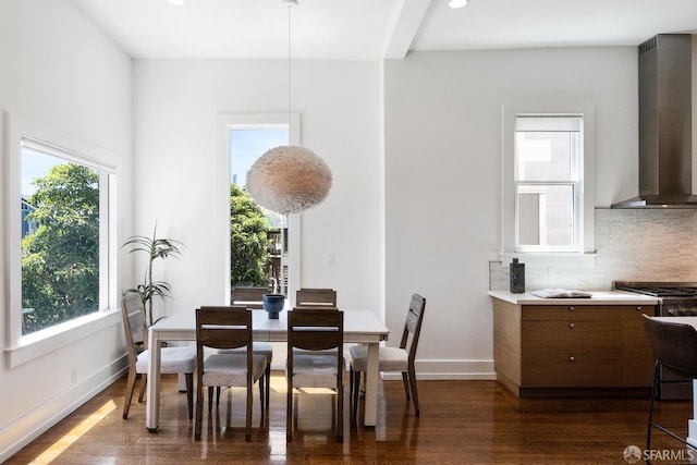 259 Sanchez St, San Francisco, CA 94114 - dining room with dark wood-style flooring, baseboards, and recessed lighting