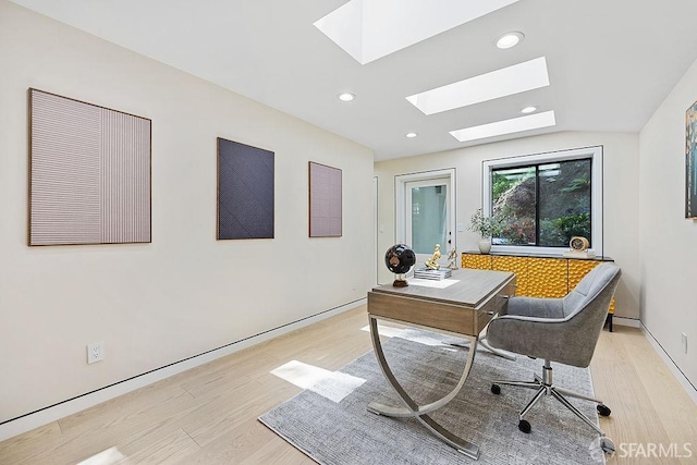1098 Siler Pl, Berkeley, CA 94705 - office featuring a skylight, light wood finished floors, and recessed lighting