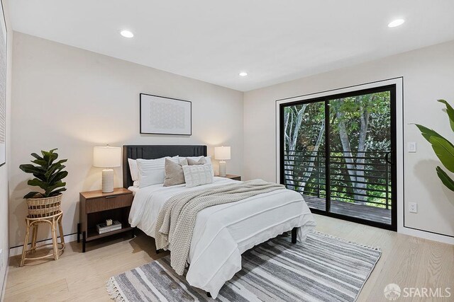 1098 Siler Pl, Berkeley, CA 94705 - bedroom with access to outside, light wood-style floors, and recessed lighting