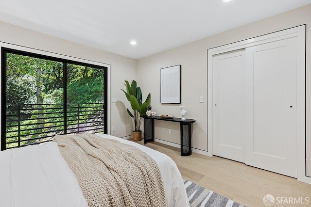 1098 Siler Pl, Berkeley, CA 94705 - bedroom featuring light wood-type flooring, recessed lighting, and a closet