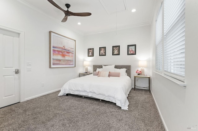 1316 Sulphur Springs Ave, Saint Helena, CA 94574 - carpeted bedroom with attic access, crown molding, and baseboards