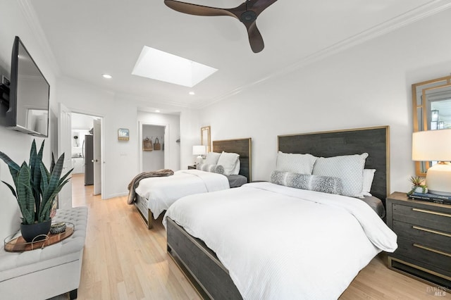 1316 Sulphur Springs Ave, Saint Helena, CA 94574 - bedroom featuring light wood-style floors, a skylight, and crown molding