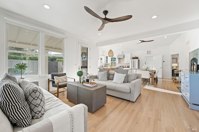 1316 Sulphur Springs Ave, Saint Helena, CA 94574 - living room with light wood finished floors, recessed lighting, and a ceiling fan
