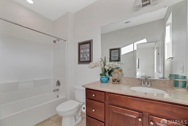 2702 Urbino Ct, San Jose, CA 95111 - full bath featuring toilet, vanity, shower / bathtub combination, and tile patterned flooring